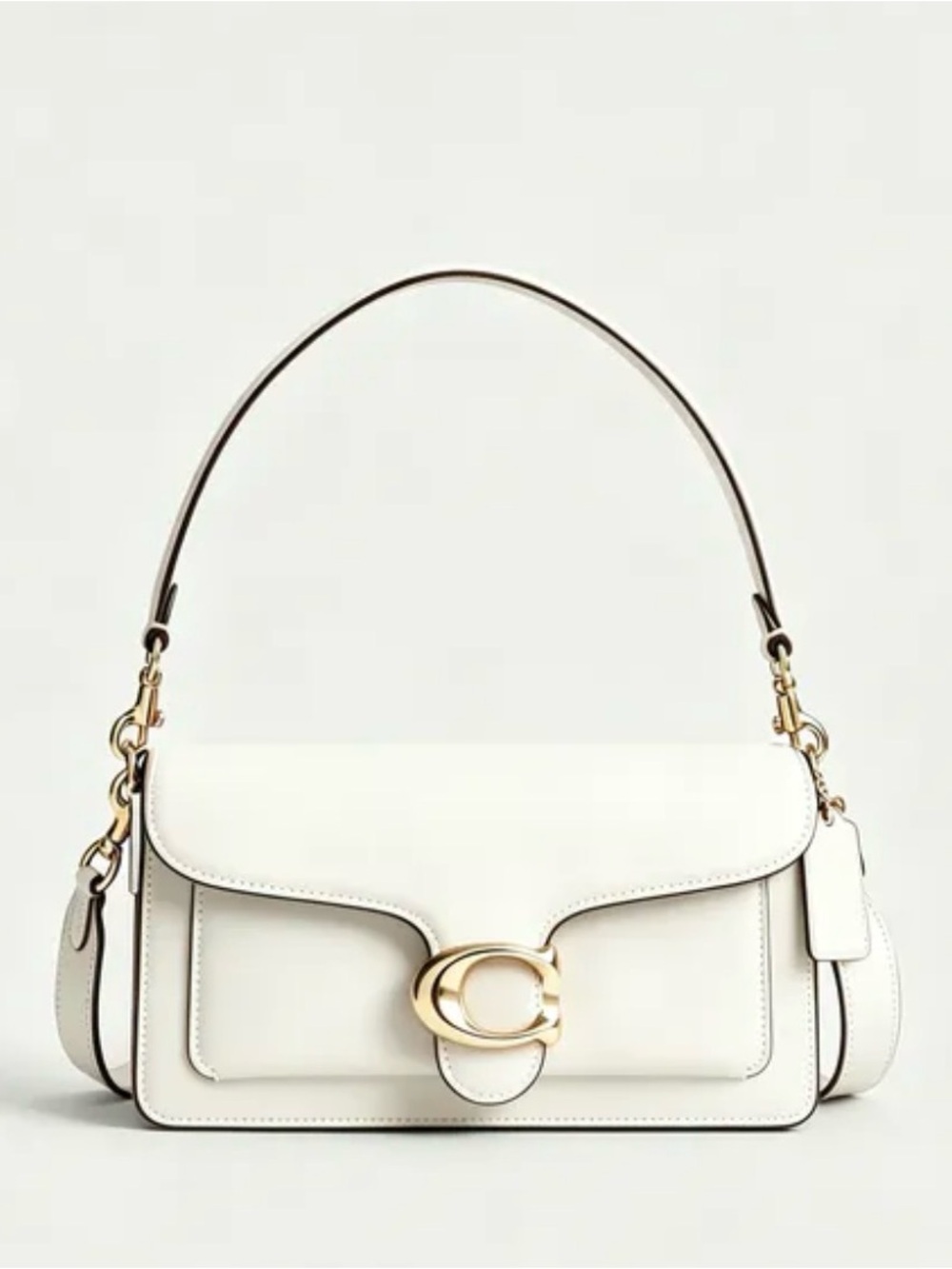 Coach Cream Leather Shoulder Bag with Gold 'C' Hardware